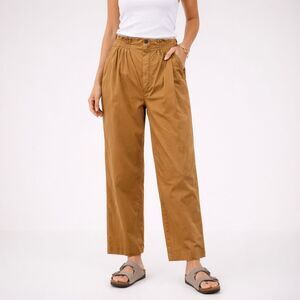NWT Free People High Rise Pleated Lightweight Cotton Pants Acorn Brown Size XS